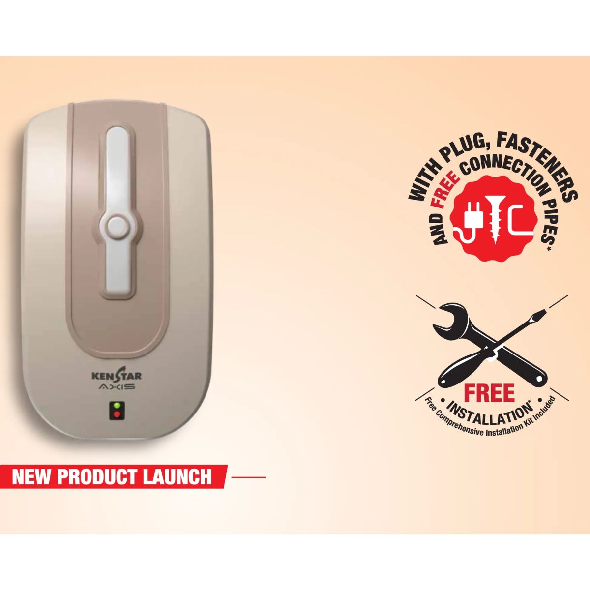 Kenstar AXIS 5.9L 3KW Instant Water Heater | SwirlHeat Technology | 6.5 Bar Pressure | 7-Level Safety Shield | 2 Years Warranty
