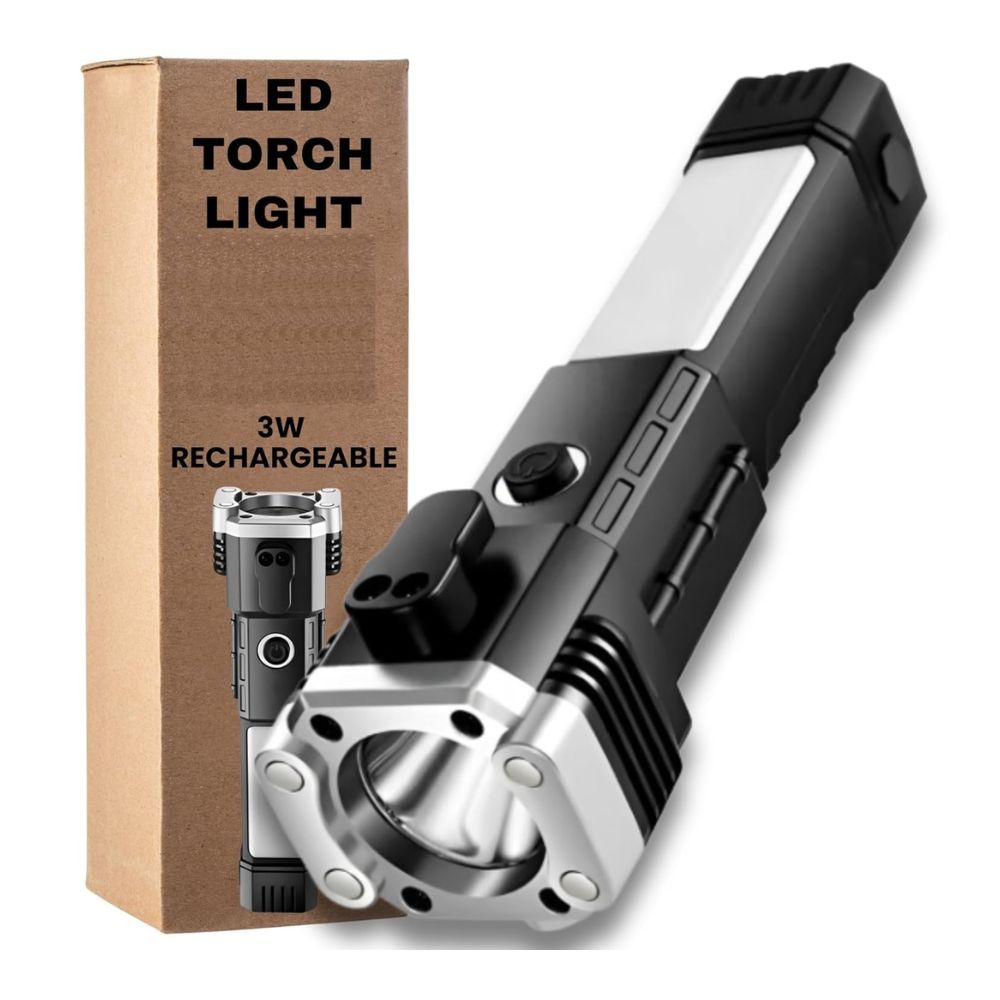 6 in 1 Hammer Torch | Rechargeable LED Flashlight | Long Range Emergency Tool