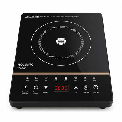 Holonix 2000W Induction Cooktop | Touch Control | Digital Timer | 1 Year Warranty