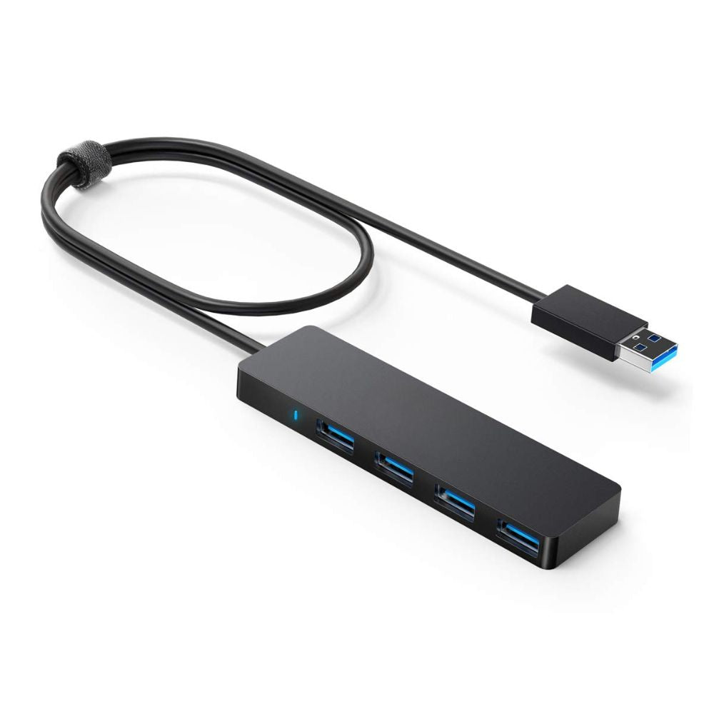 BEXT 4-Port USB 3.0 Hub with Extended Cable | Ultra-Slim High-Speed Data USB A Hub (Charging Not Supported)