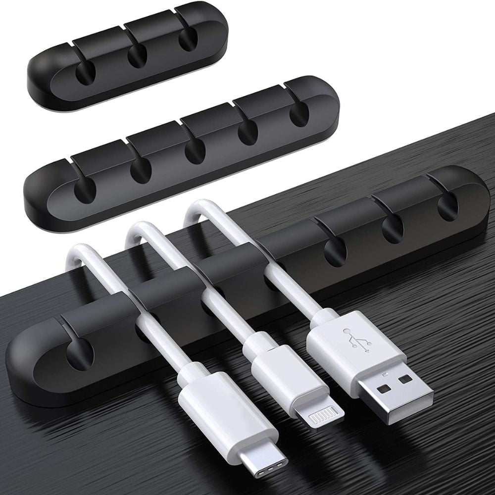 BEXT (3Pcs)Cable Holder Clips Self-Adhesive Silicone Cable Organizer for Desktop, USB & Power Cords (Black)