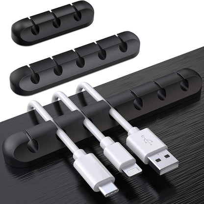 BEXT (3Pcs)Cable Holder Clips Self-Adhesive Silicone Cable Organizer for Desktop, USB & Power Cords (Black)