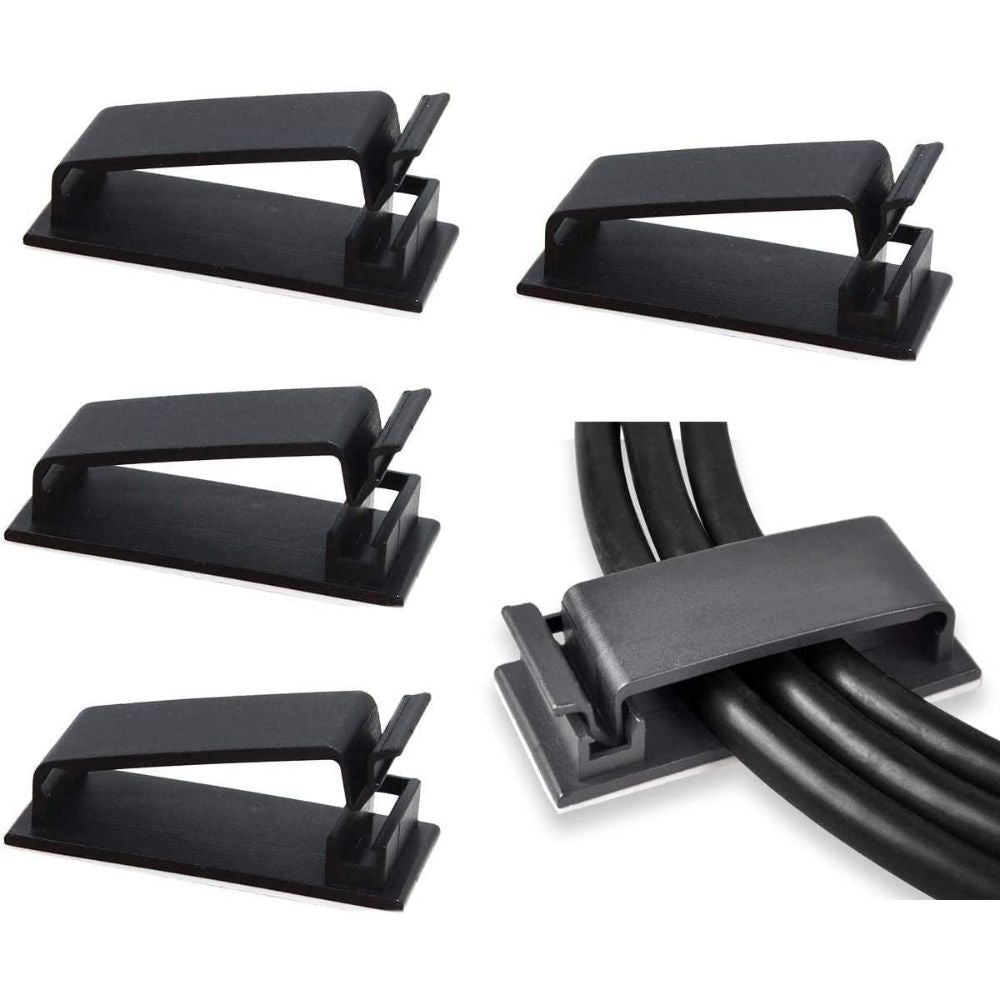 BEXT (50Pcs) Self-Adhesive Cable Management Clips Large Wire Organizer for Home & Office (Black)