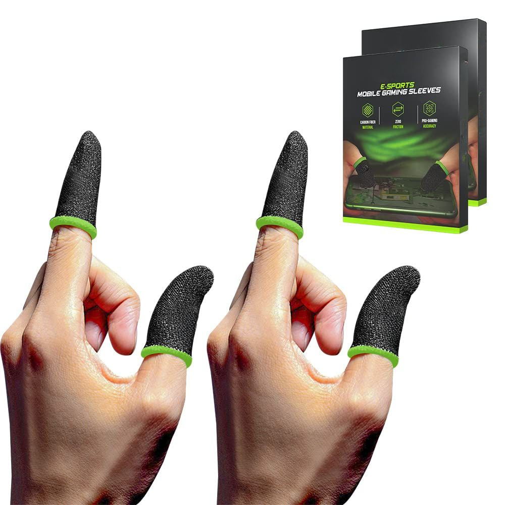 BEXT (4Pcs) Gaming Thumb & Finger Sleeves for Mobile Gaming | Zero-Friction Touch Control | Metal Carry Box