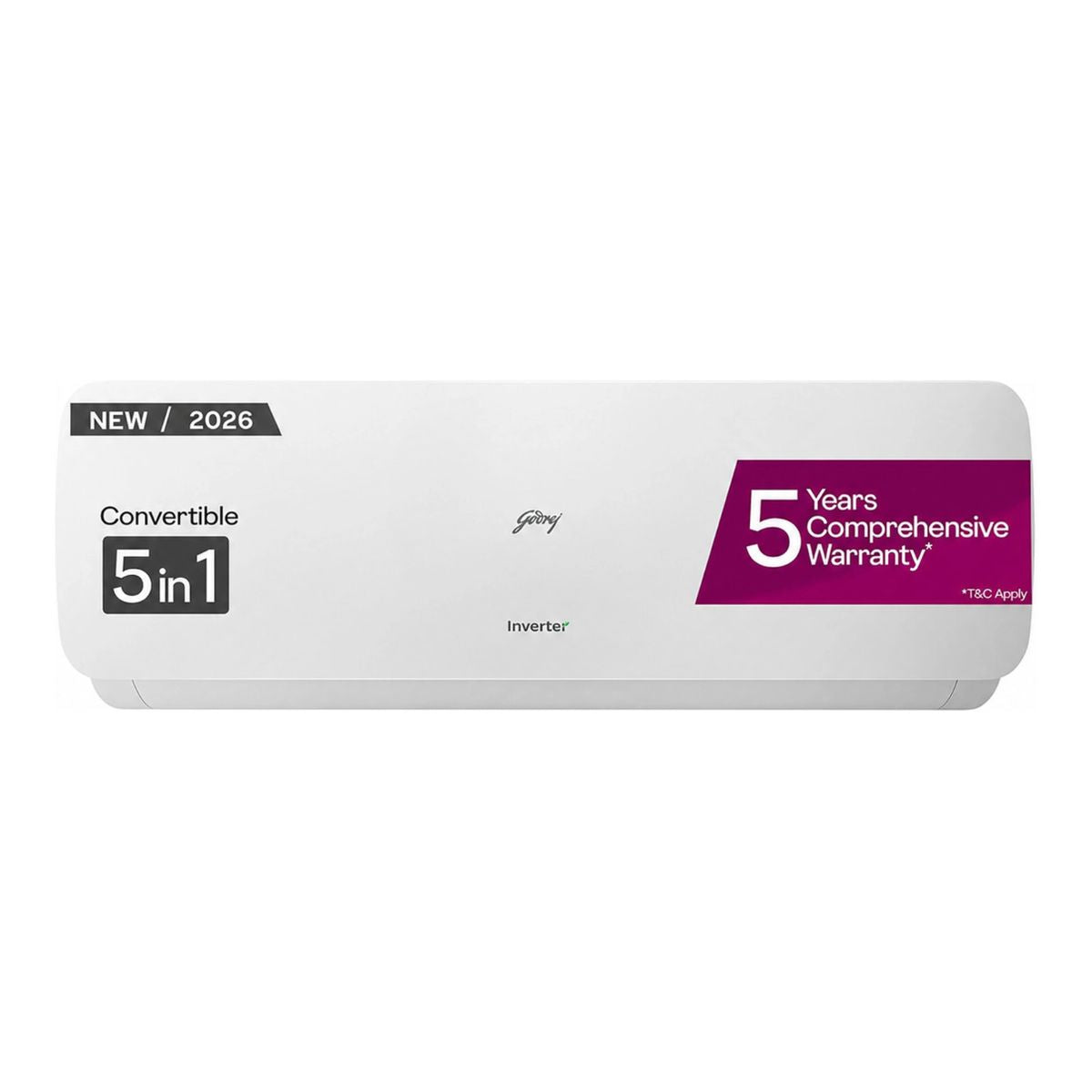 Godrej 1.5 Ton 3 Star Inverter Split AC | 5000W Cooling Capacity | 5-in-1 Convertible Cooling | AI Powered | 5 Years Comprehensive Warranty