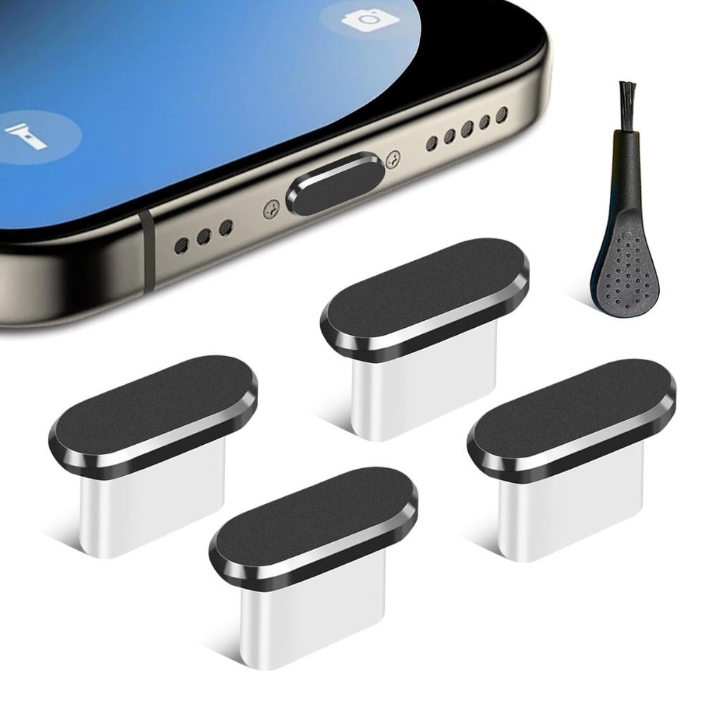 BEXT (4Pcs) USB Type-C Dust Plug with Cleaning Brush | Anti-Dust Charging Port Protector