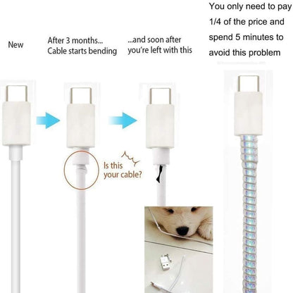 BEXT (1Pc)Spiral Cable Protector Silver 1.5 Meter (150 cm) Cord Wire Winder for iPhone & Android Charging Cables – Silver