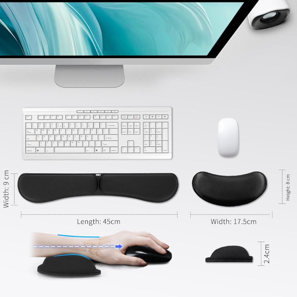BEXT Ergonomic Gel Memory Foam Keyboard Wrist Rest & Mouse Pad Support | Anti-Slip Desk Wrist Support | 2-Piece Set