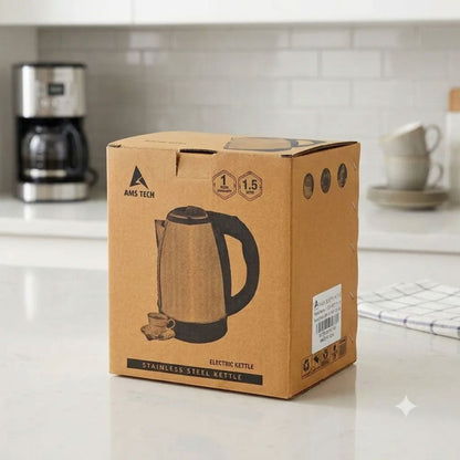 AMSTECH 1.5L Electric Kettle | 1500W | Stainless Steel Body | Auto Shut-Off | 1 Year Warranty