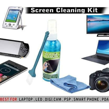 BEXT 3-in-1 Screen Cleaning Kit with Brush & Microfiber Cloth | Multi-Screen Cleaner for Laptop, Mobile & TV (80 ml)