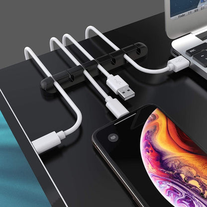 BEXT (3Pcs)Cable Holder Clips Self-Adhesive Silicone Cable Organizer for Desktop, USB & Power Cords (Black)