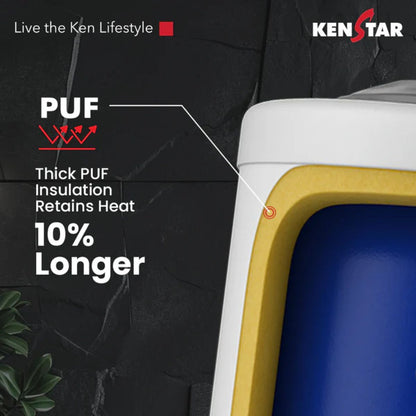 Kenstar Flux 15L 5 Star Storage Water Heater | Square Design | Polymer Tank | SwirlHeat Technology | 2 Years Warranty