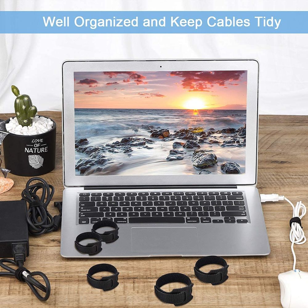 BEXT (20Pcs) Reusable Cable Organizer Hook & Loop Ties for Wire & Cord Management | Durable & Tangle-Free