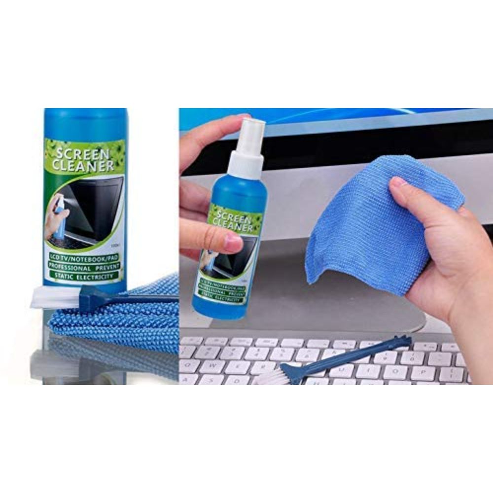 BEXT 3-in-1 Screen Cleaning Kit with Brush & Microfiber Cloth | Multi-Screen Cleaner for Laptop, Mobile & TV (80 ml)