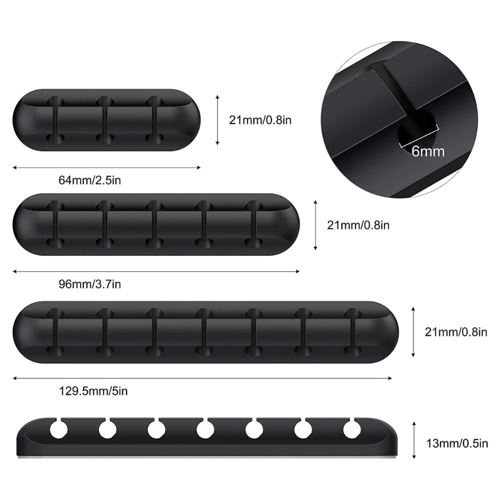 BEXT (3Pcs)Cable Holder Clips Self-Adhesive Silicone Cable Organizer for Desktop, USB & Power Cords (Black)