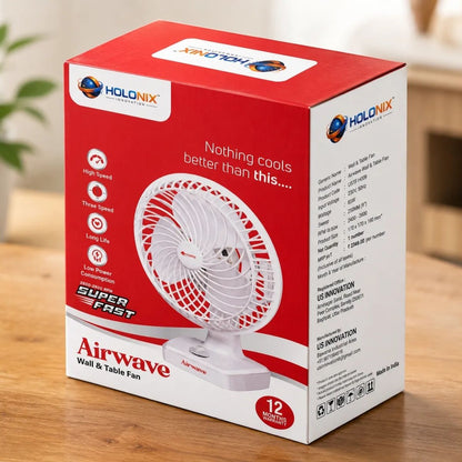 Holonix Airwave | High Speed 2800 RPM | Wall and Table Fan | 9" Inch, 230 mm | 1 Year Warranty