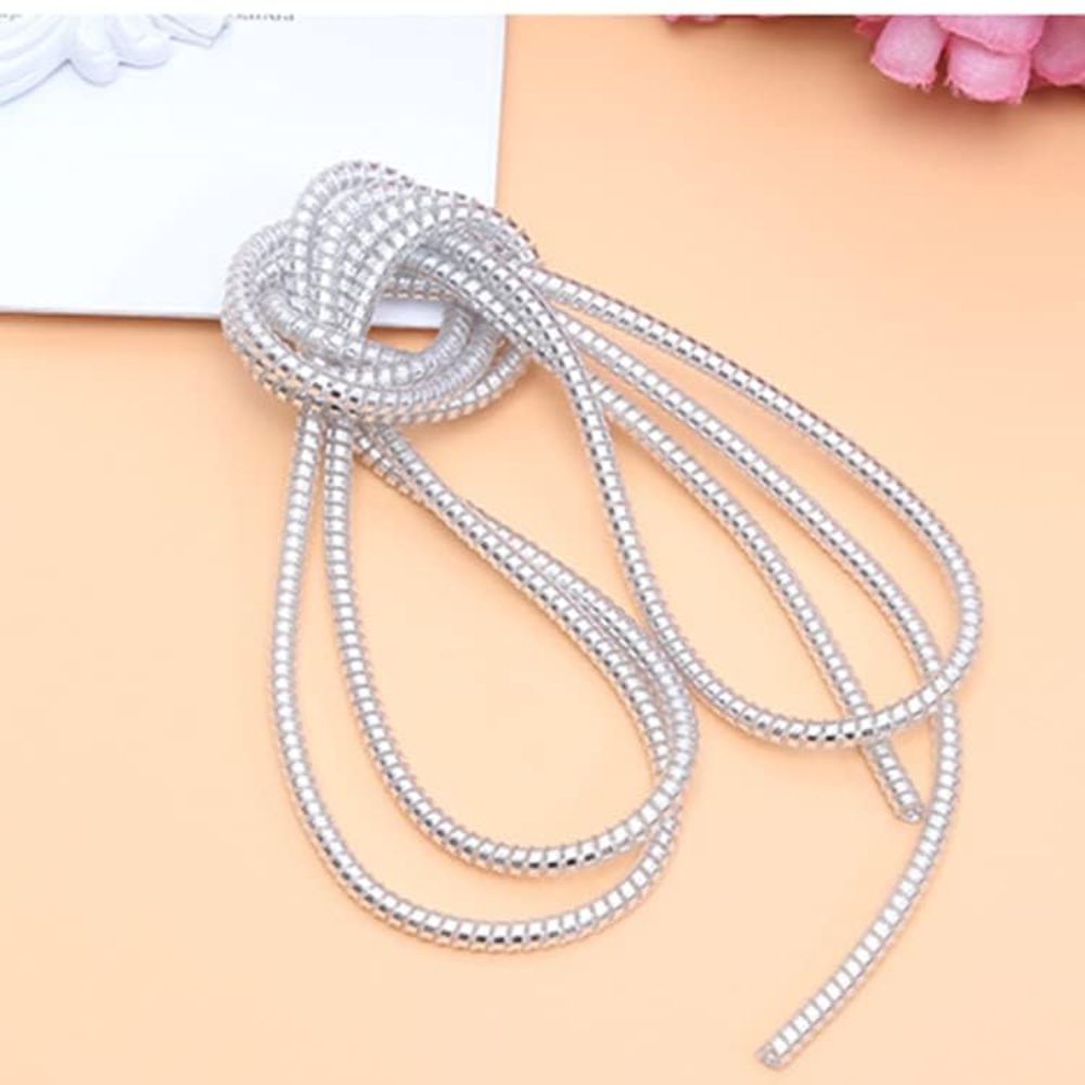 BEXT (1Pc)Spiral Cable Protector Silver 1.5 Meter (150 cm) Cord Wire Winder for iPhone & Android Charging Cables – Silver