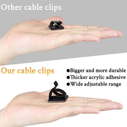BEXT (50Pcs) Adjustable Self-Adhesive Cable Management Clips for Home & Office (Black)