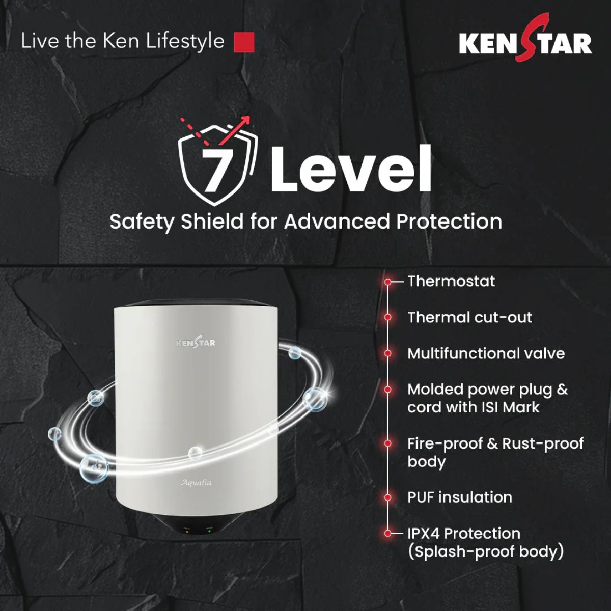 Kenstar Aqualia 25L 5 Star Storage Water Heater | Geyser | Glasslined Tank | SwirlHeat Technology | 8 Bar Pressure | 2 Years Warranty (Copy)