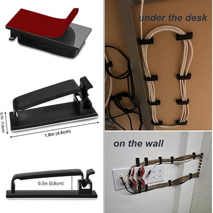 BEXT (50Pcs) Self-Adhesive Cable Management Clips Large Wire Organizer for Home & Office (Black)