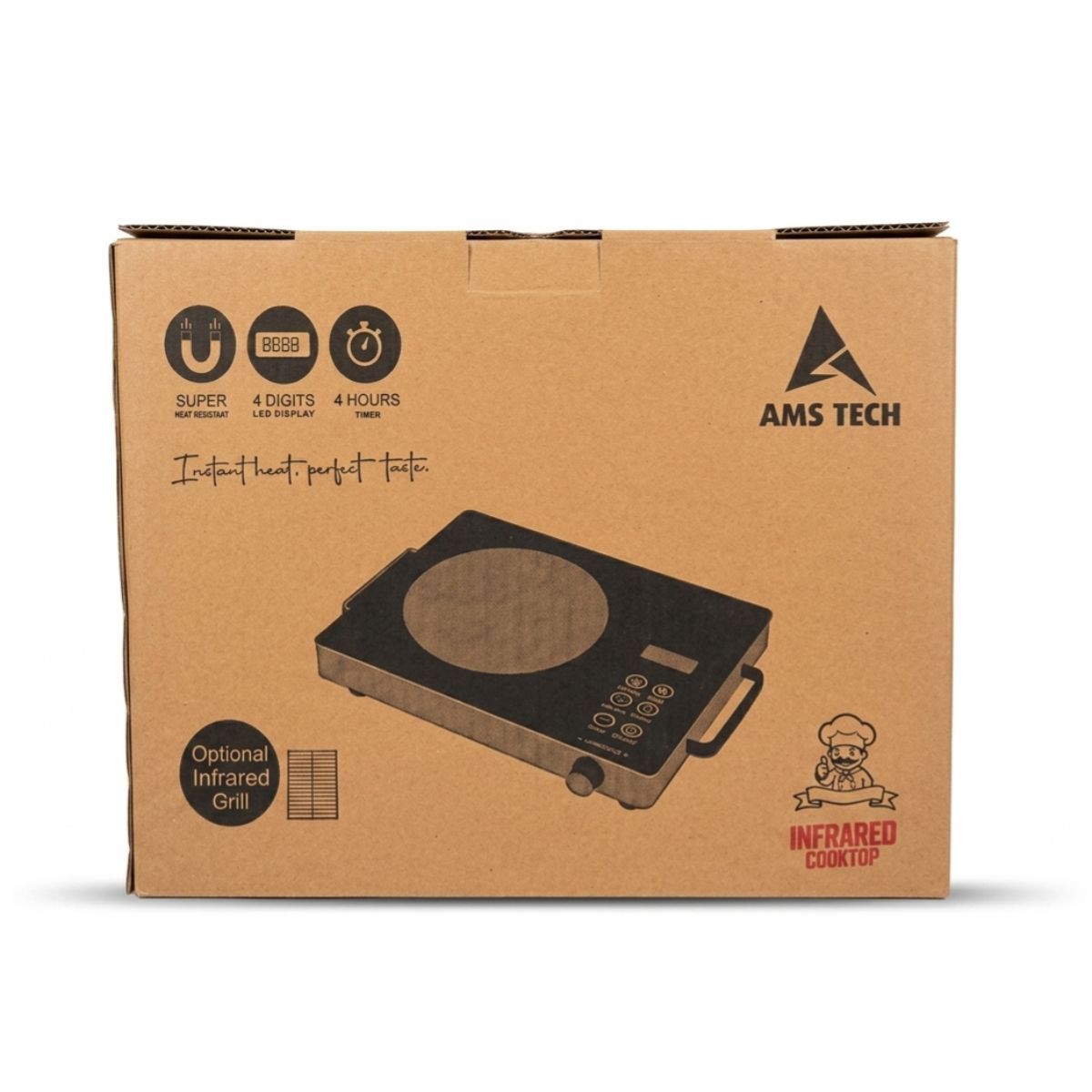 AMSTECH VEXA InfraCook 2000W | Infrared Cooktop | 4-Digit LED Display | 4 Hour Time | Super Heat Resistance | 1 Year Warranty at Dealers Point