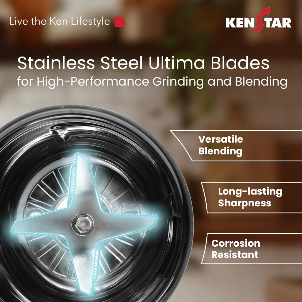 Kenstar Karishmatic 500W Mixer Grinder | 3 Stainless Steel Jars | Power Plus Turbo Motor | SS Ultima Blades| 2 Years Warranty