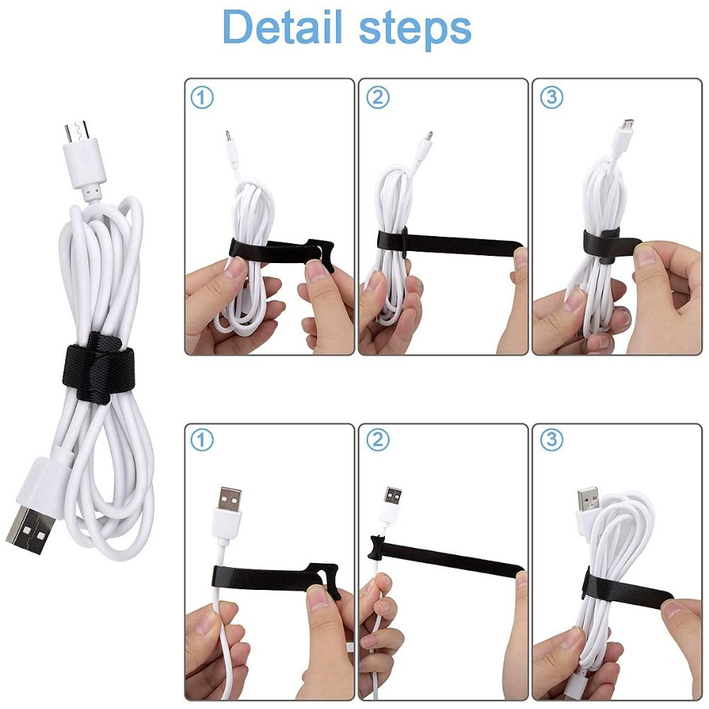 BEXT (20Pcs) Reusable Cable Organizer Hook & Loop Ties for Wire & Cord Management | Durable & Tangle-Free