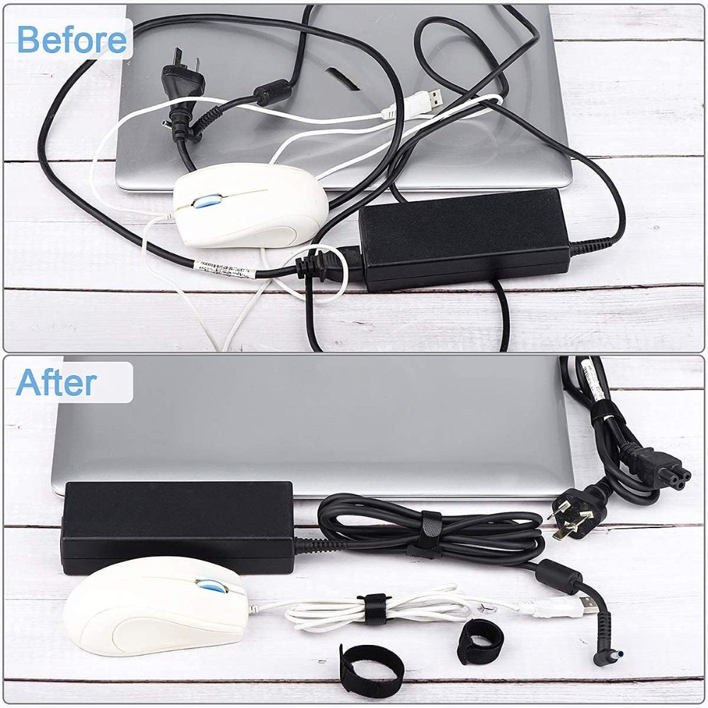 BEXT (20Pcs) Reusable Cable Organizer Hook & Loop Ties for Wire & Cord Management | Durable & Tangle-Free