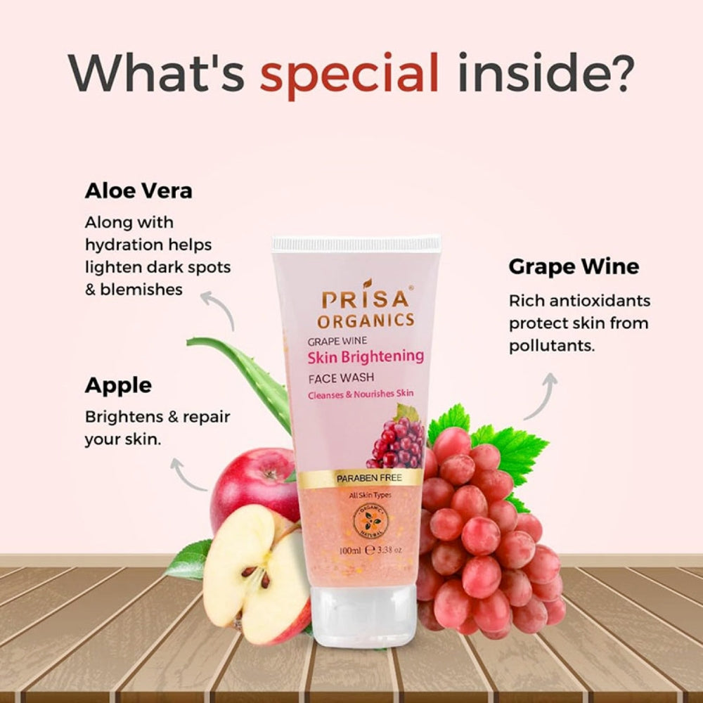 Prisa Organics Grape Wine Skin Brightening Face Wash