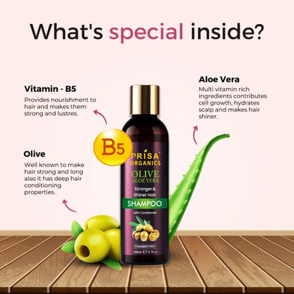 Prisa Organics Olive AloeVera Nourishing Shampoo with Conditioner, 300ml