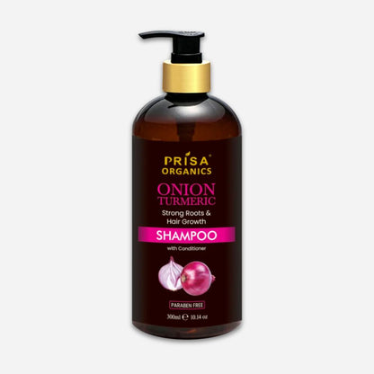 Prisa Organics Onion Turmeric Shampoo With Conditioner For Hair Growth & Anti Hair fall, 300ml
