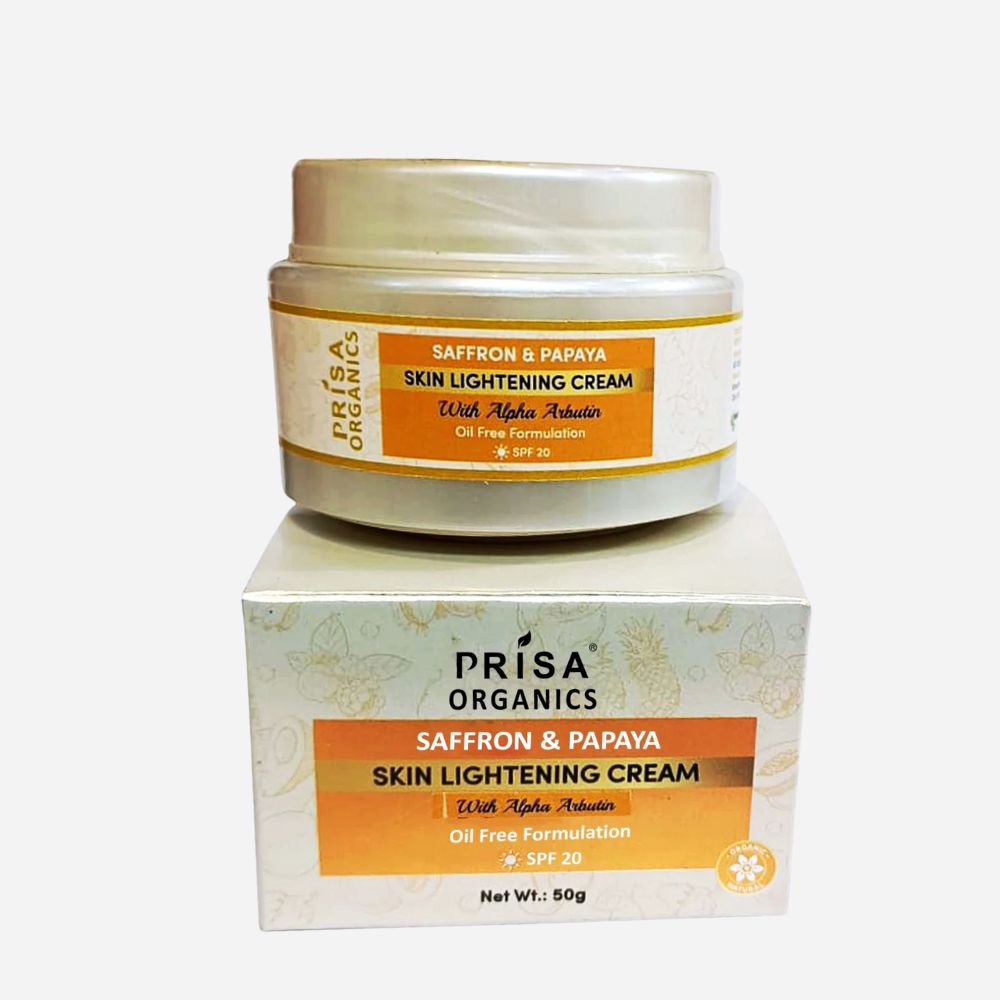 Prisa Organics Saffron & Papaya Skin Lightening Cream with Alpha Arbutin
