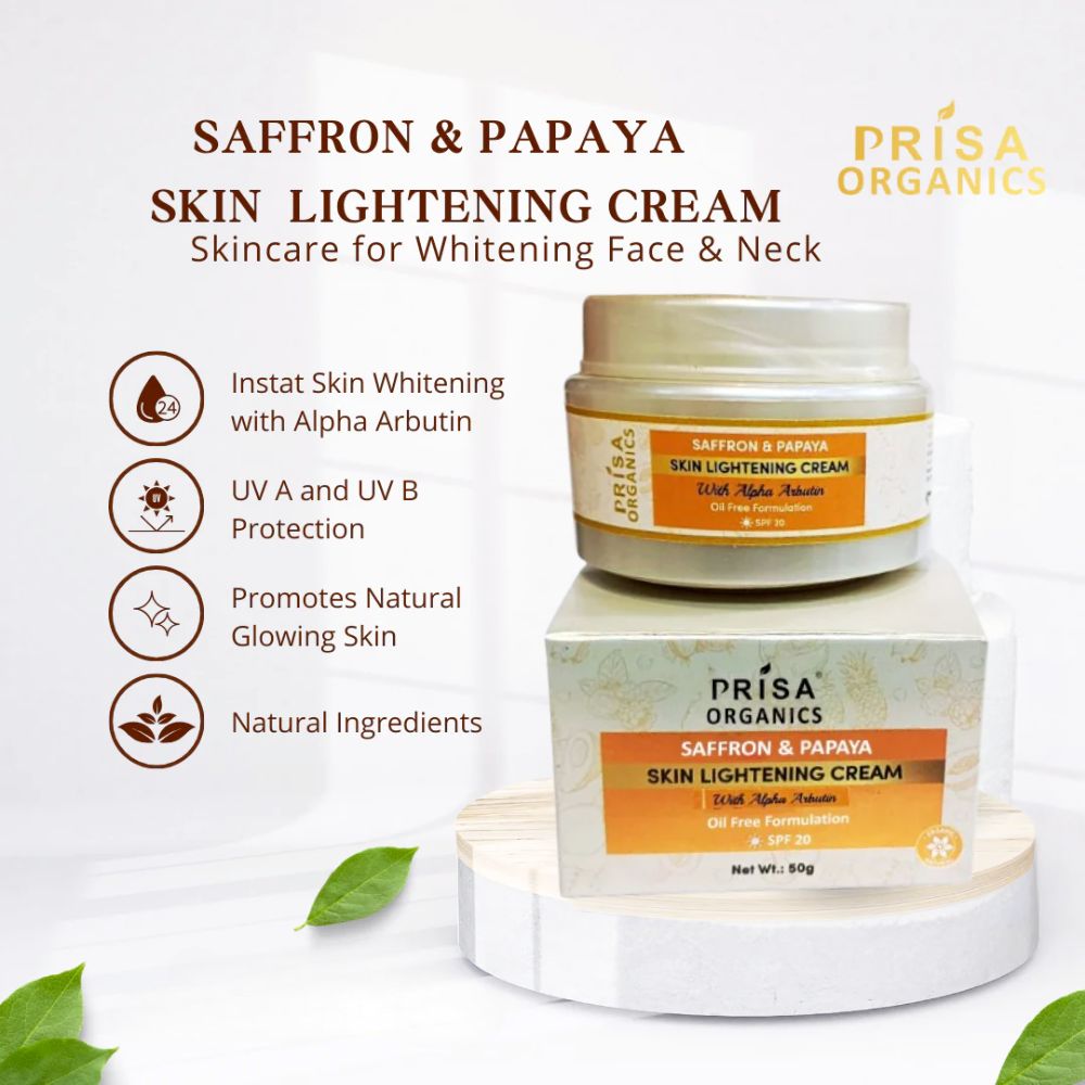 Prisa Organics Saffron & Papaya Skin Lightening Cream with Alpha Arbutin