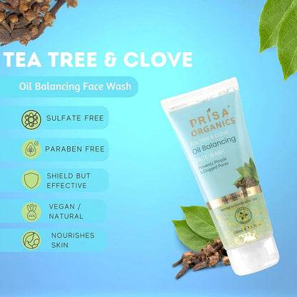 Prisa Organics Tea Tree & Clove, Oil Balancing Face Wash 100ml