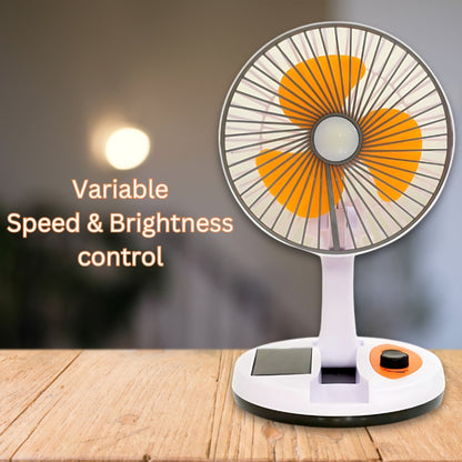 Solar Rechargeable Fan with LED Light