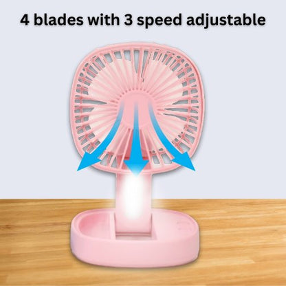 Rechargeable Portable Fan with Light