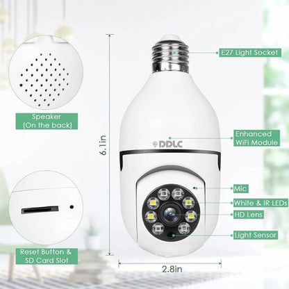 Wireless 360° CCTV Camera for bulb holder